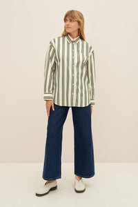 KOWTOW PETRA SHIRT FOREST STRIPE