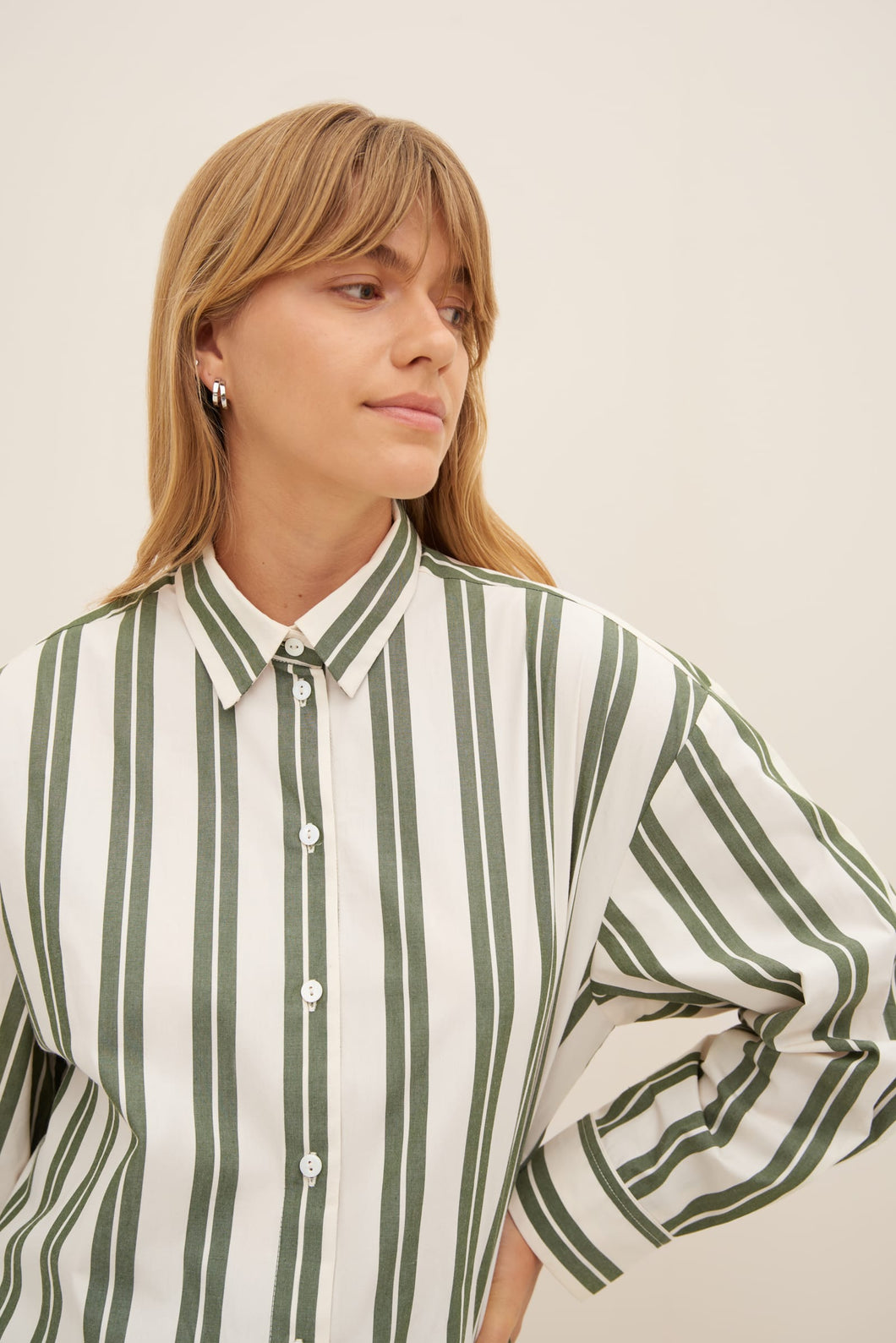 KOWTOW PETRA SHIRT FOREST STRIPE