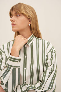 KOWTOW PETRA SHIRT FOREST STRIPE