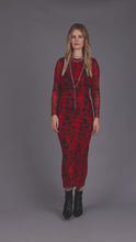 Load and play video in Gallery viewer, STORM SHADOW MESH KNIT DRESS RED PRINT
