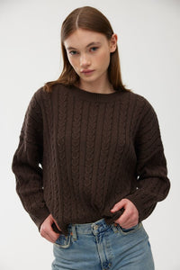 KINNEY WILLA CABLE KNIT CHOCOLATE