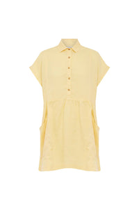 ROWIE GINA LINEN MINI DRESS LEMON
