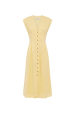 Load image into Gallery viewer, ROWIE MIRA LINEN MIDI DRESS LEMON
