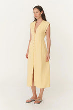 Load image into Gallery viewer, ROWIE MIRA LINEN MIDI DRESS LEMON
