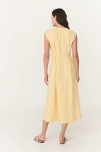 Load image into Gallery viewer, ROWIE MIRA LINEN MIDI DRESS LEMON

