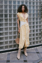 Load image into Gallery viewer, ROWIE MIRA LINEN MIDI DRESS LEMON
