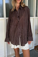 Load image into Gallery viewer, ROWIE RAMONA SILK LONG SLEEVE SHIRT CACAO SPOT
