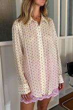 Load image into Gallery viewer, ROWIE RAMONA SILK LONG SLEEVE SHIRT VANILLA SPOT
