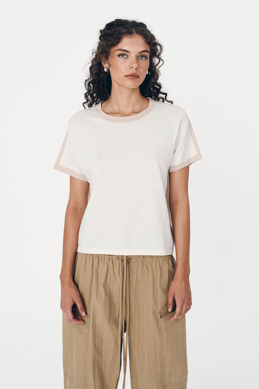 ROWIE RANIA CONTRAST KNIT TEE