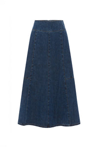 ROWIE VASHTI DENIM MIDI SKIRT