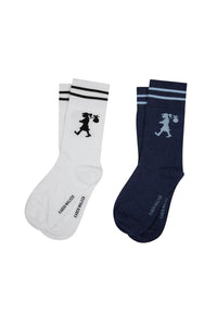 KAREN WALKER RUNAWAY GIRL SOCKS 2 PACK WHITE/ DENIM BLUE