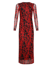 Load image into Gallery viewer, STORM SHADOW MESH KNIT DRESS RED PRINT
