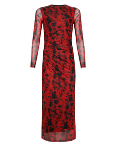 STORM SHADOW MESH KNIT DRESS RED PRINT