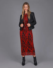 Load image into Gallery viewer, STORM SHADOW MESH KNIT DRESS RED PRINT
