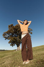 Load image into Gallery viewer, ROWIE MARYANNE BARREL LEG PANTS CHOCOLATE BROWN
