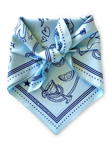 DARK HAMPTON COWBOY UP BLUE PETITE SILK SCARF