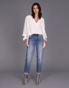 STORM TIE FRONT TOP IVORY