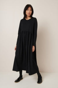 KOWTOW LONG SLEEVE GATHER DRESS BLACK