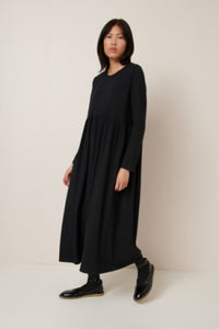 KOWTOW LONG SLEEVE GATHER DRESS BLACK