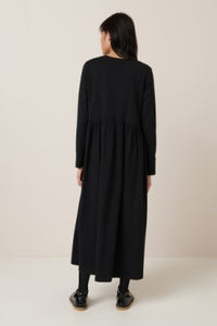 KOWTOW LONG SLEEVE GATHER DRESS BLACK