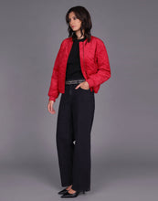 Load image into Gallery viewer, STORM QUILTED VELVET BOMBER RED

