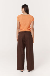 ROWIE MARYANNE BARREL LEG PANTS CHOCOLATE BROWN