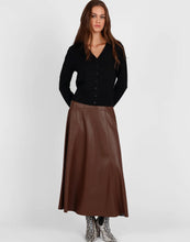 Load image into Gallery viewer, STORM VEGAN LEATHER MIDI SKIRT TOFFEE
