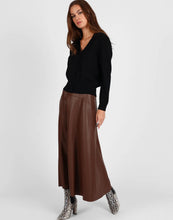 Load image into Gallery viewer, STORM VEGAN LEATHER MIDI SKIRT TOFFEE
