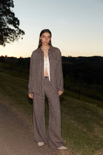 Load image into Gallery viewer, ROWIE CARLOTTA LINEN WIDE PANTS BROWN STRIPE
