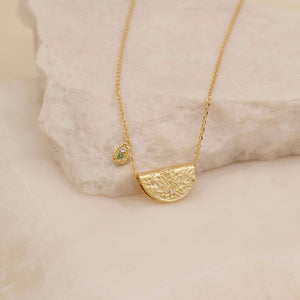 BY CHARLOTTE GOLD PROTECT YOUR HEART LOTUS BIRTHSTONE NECKLACE - AUGUST