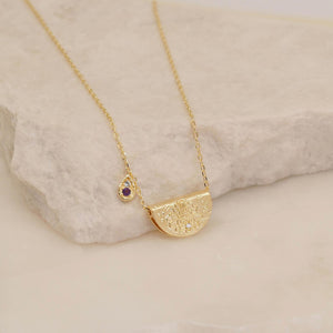 BY CHARLOTTE GOLD AWAKEN YOUR SENSES LOTUS BIRTHSTONE NECKLACE - FEBRUARY