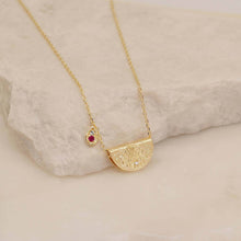 Load image into Gallery viewer, BY CHARLOTTE GOLD EMBRACE YOUR PATH LOTUS BIRTHSTONE NECKLACE - JULY
