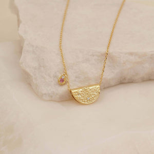 BY CHARLOTTE GOLD RADIATE YOUR LIGHT LOTUS BIRTHSTONE NECKLACE - OCTOBER