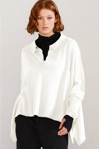 TAYLOR COLLARED LUCENT SWEATER IVORY