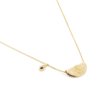 BY CHARLOTTE GOLD LOVE AND BE LOVED LOTUS BIRTHSTONE NECKLACE - JANUARY