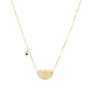 BY CHARLOTTE GOLD AWAKEN YOUR SENSES LOTUS BIRTHSTONE NECKLACE - FEBRUARY