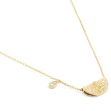 Load image into Gallery viewer, BY CHARLOTTE GOLD CALM YOUR SOUL LOTUS BIRTHSTONE NECKLACE - MARCH
