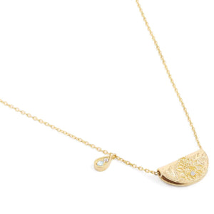 BY CHARLOTTE GOLD CALM YOUR SOUL LOTUS BIRTHSTONE NECKLACE - MARCH