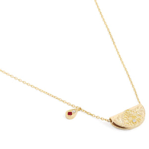 BY CHARLOTTE GOLD EMBRACE YOUR PATH LOTUS BIRTHSTONE NECKLACE - JULY