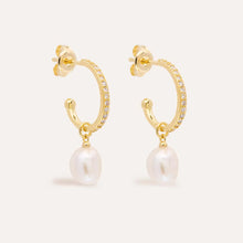 Load image into Gallery viewer, BY CHARLOTTE GOLD INTENTION OF PEACE PEARL HOOPS
