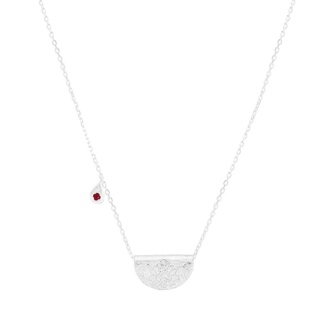 BY CHARLOTTE SILVER EMBRACE YOUR PATH LOTUS BIRTHSTONE NECKLACE - JULY