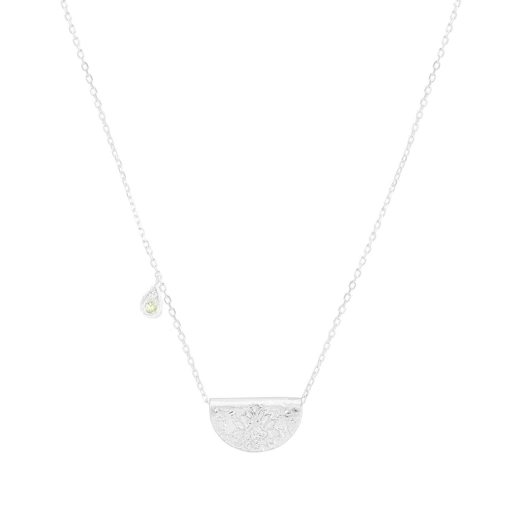 BY CHARLOTTE SILVER PROTECT YOUR HEART LOTUS BIRTHSTONE NECKLACE - AUGUST