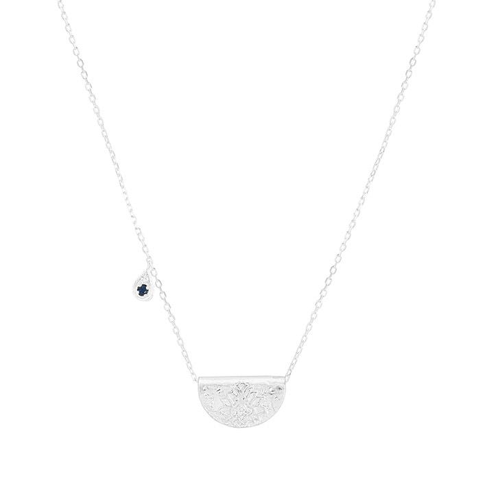 BY CHARLOTTE SILVER LIVE WITH DEVOTION LOTUS BIRTHSTONE NECKLACE - SEPTEMBER