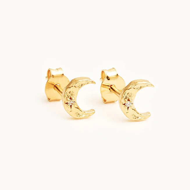 BY CHARLOTTE GOLD WANING CRESCENT STUD EARRINGS