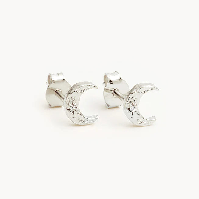 BY CHARLOTTE SILVER WANING CRESCENT STUD EARRINGS