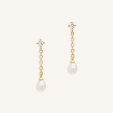 Load image into Gallery viewer, BY CHARLOTTE GOLD TEAR DROP CHAIN PEARL EARRING

